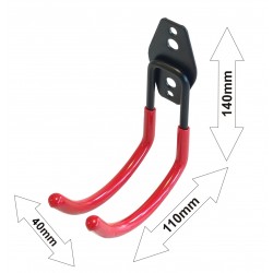 WIESZAK HAK UCHWYT ŚCIANA PODWÓJN Z POWŁOKĄ GUMOWĄ RED 110X40X140MM STEELMAX 15KG