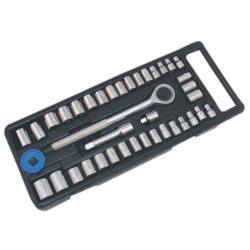 ZESTAW KLUCZY NASADOWYCH METRYCZNE I CALOWE 40EL. 4-13MM, 5/32''-15/32'', 1/4''-3/8'' 40X