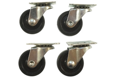 FURNITURE ROT. CASTERS - RUBBER: NO FLOOR SCRATCH 32MM RUBBER 4X