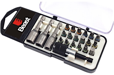 SET BITS S2 STEEL, 18 BITS COLOUR + 3 NUTS + ADAPT.