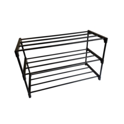 SZAFKA NA BUTY PÓŁKA REGAŁ STOJAK NA OBUWIE 60x28x38 3-TIER BLACK PLASTIC+METAL