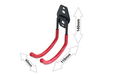 WIESZAK HAK UCHWYT ŚCIANA PODWÓJN Z POWŁOKĄ GUMOWĄ RED 110X40X140MM STEELMAX 15KG