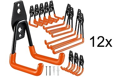 GANCIO DA PARETE IN ACCIAIO 12 PEZZI 