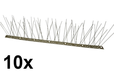 BROCHETTES ANTI PIGEON 10X 50CM STAINLESS BASE, SPIKES:6-4-6-4, W:8.5, H:11.8CM